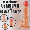 UNIQUE Realistik Dokuda Kalın Damarlı Dildo Vantuzlu Gerçekçi Yapay Penis 20 CM